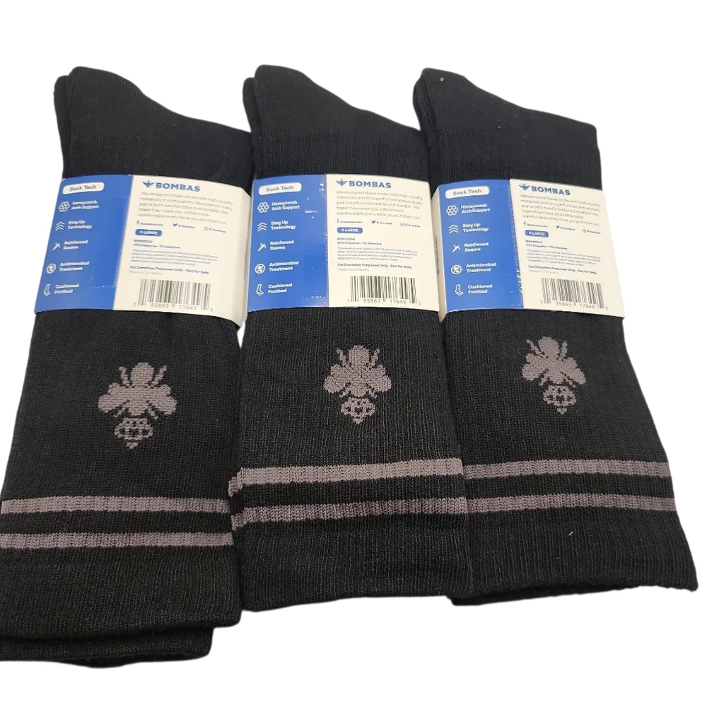 Bombas Adult Black Crew Socks New Size‎ XL